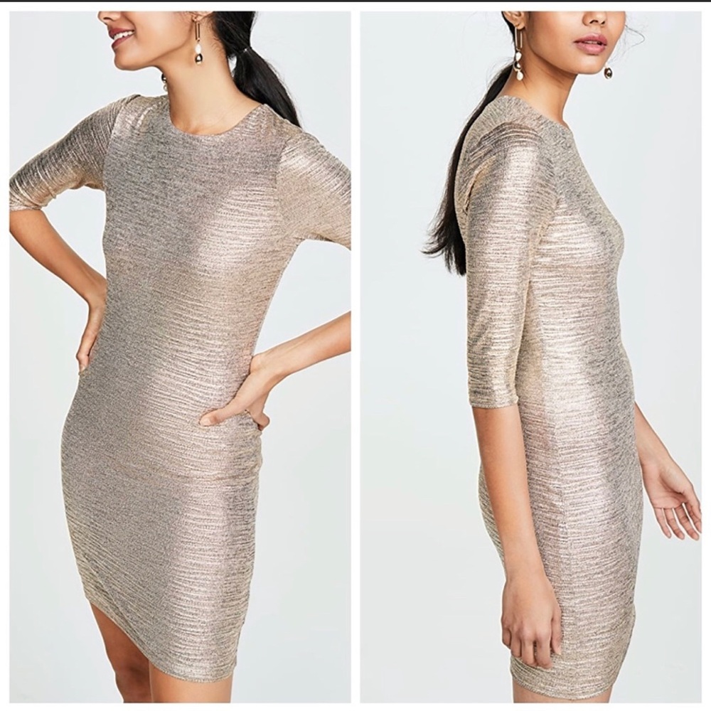 Alice + Olivia Delora Champagne fitted dress size 4
